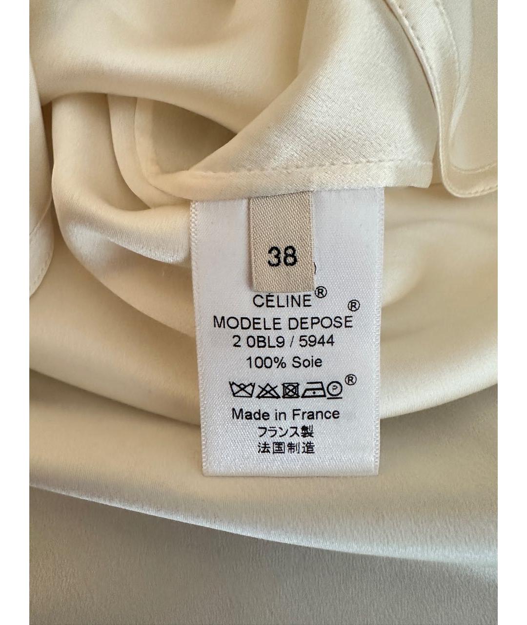 CELINE Белая шелковая блузы, фото 7