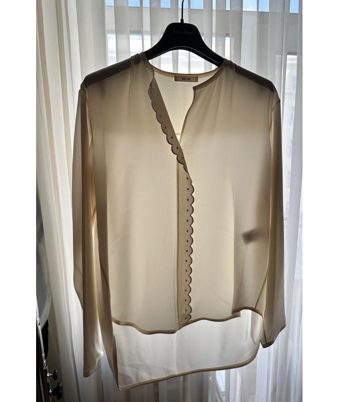 CELINE Белая шелковая блузы, фото 9