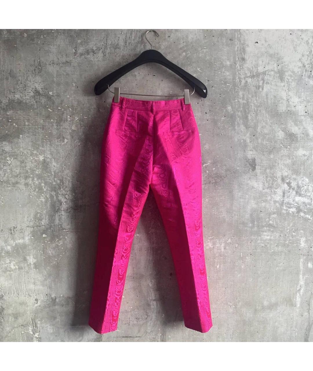 DOLCE&GABBANA Фуксия полиэстеровые брюки узкие, фото 2