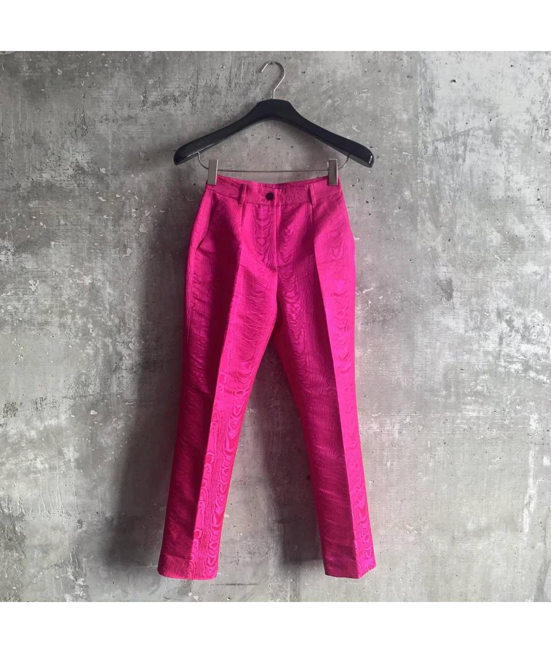 DOLCE&GABBANA Фуксия полиэстеровые брюки узкие, фото 6