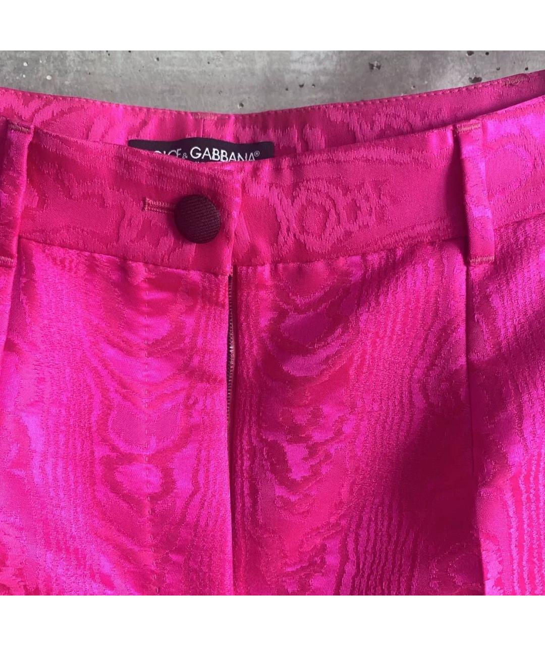 DOLCE&GABBANA Фуксия полиэстеровые брюки узкие, фото 3