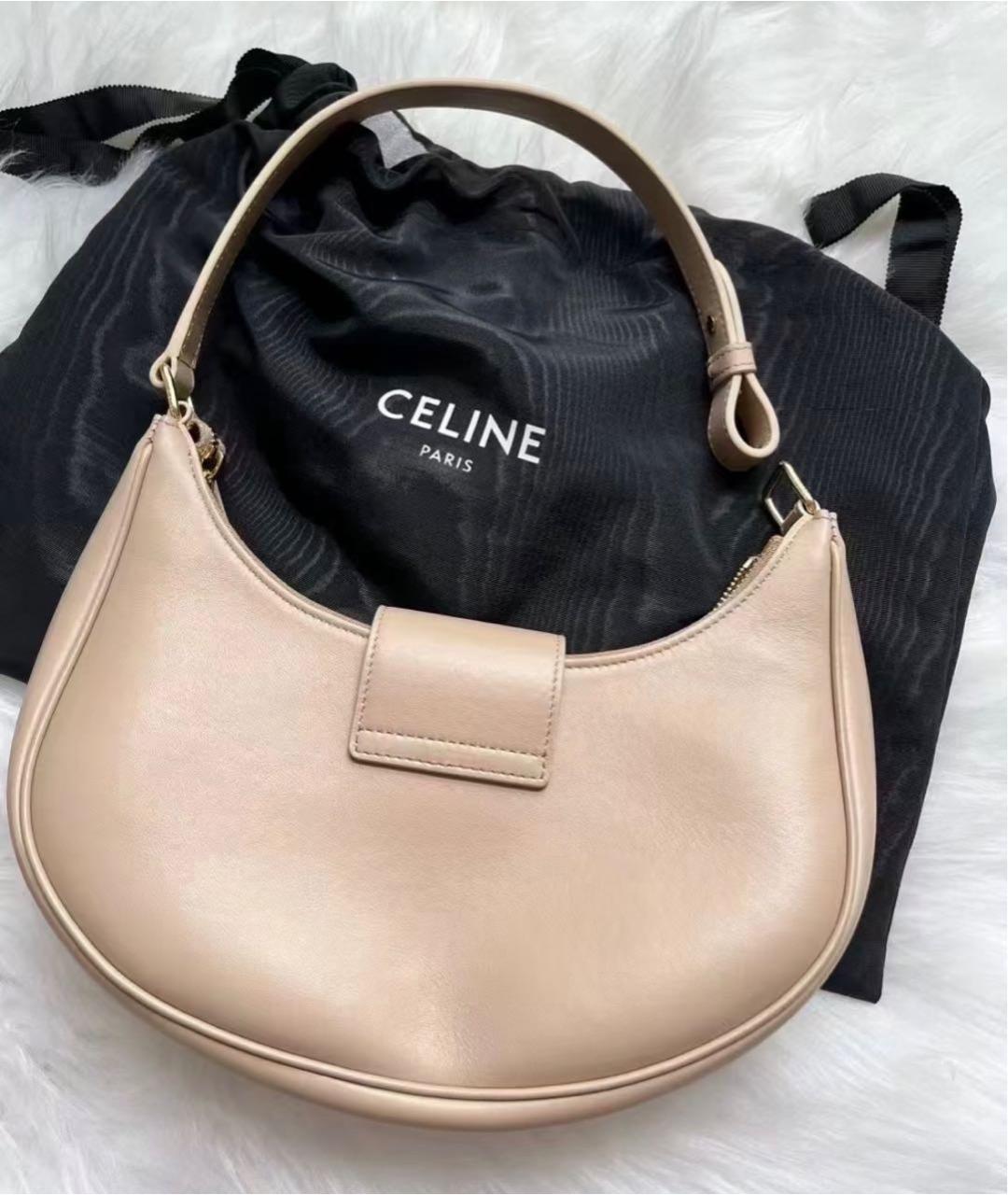 CELINE Бежевая кожаная сумка через плечо, фото 3