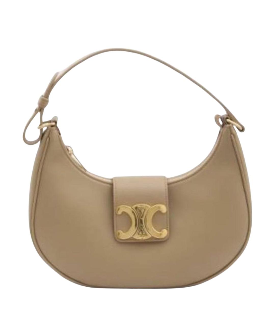 CELINE Бежевая кожаная сумка через плечо, фото 1