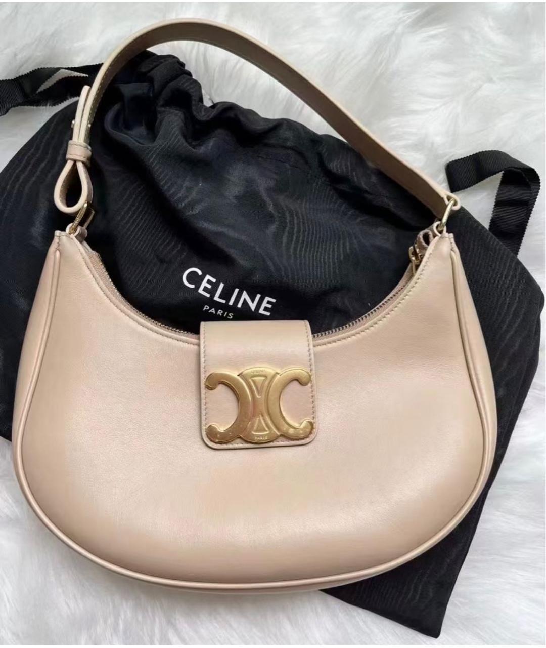 CELINE Бежевая кожаная сумка через плечо, фото 2