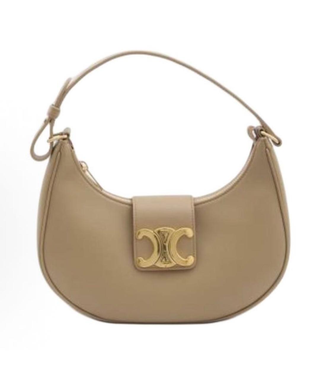 CELINE Бежевая кожаная сумка через плечо, фото 5