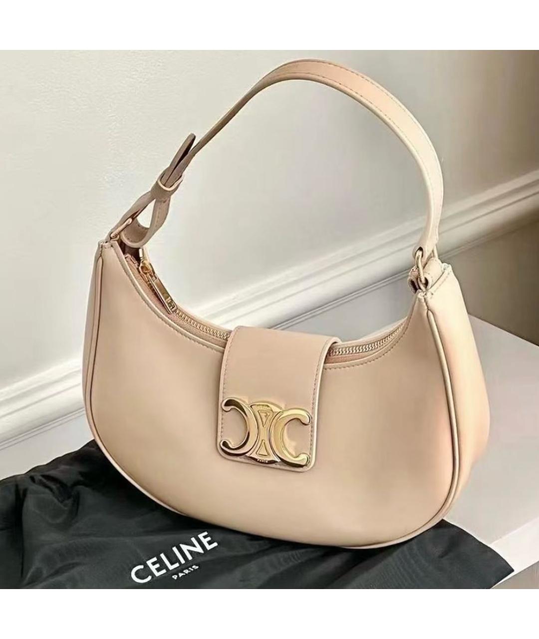 CELINE Бежевая кожаная сумка через плечо, фото 4