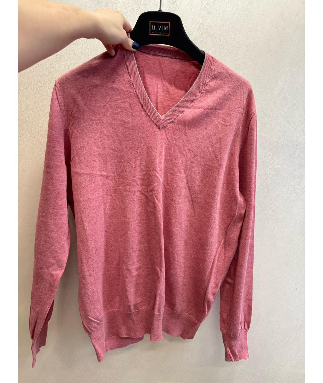 BRUNELLO CUCINELLI Розовый хлопковый джемпер / свитер, фото 6