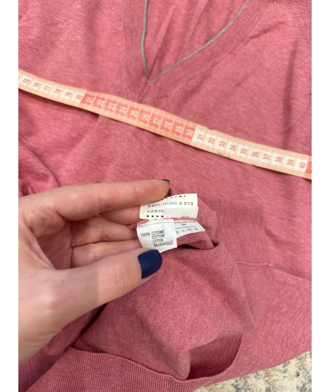 BRUNELLO CUCINELLI Розовый хлопковый джемпер / свитер, фото 4