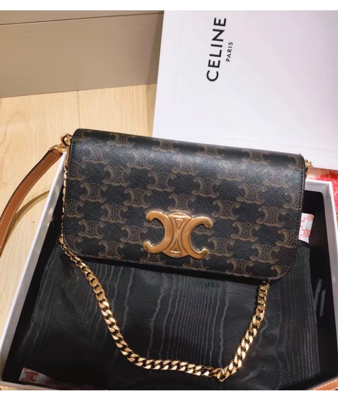 CELINE Коричневая кожаная сумка через плечо, фото 2