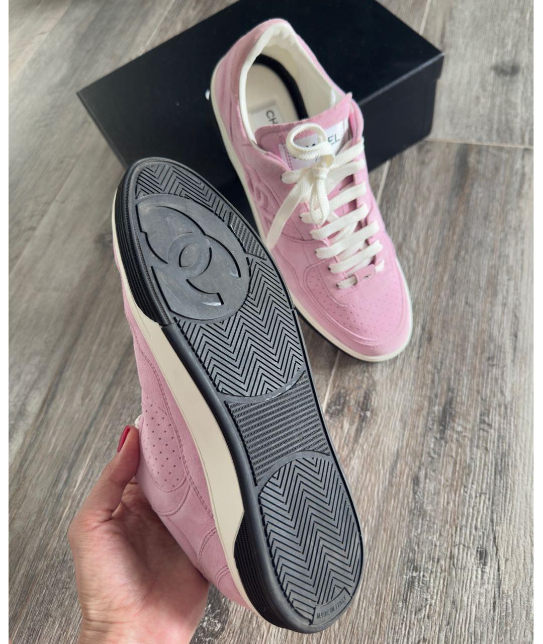 CHANEL Розовые замшевые кеды, фото 4