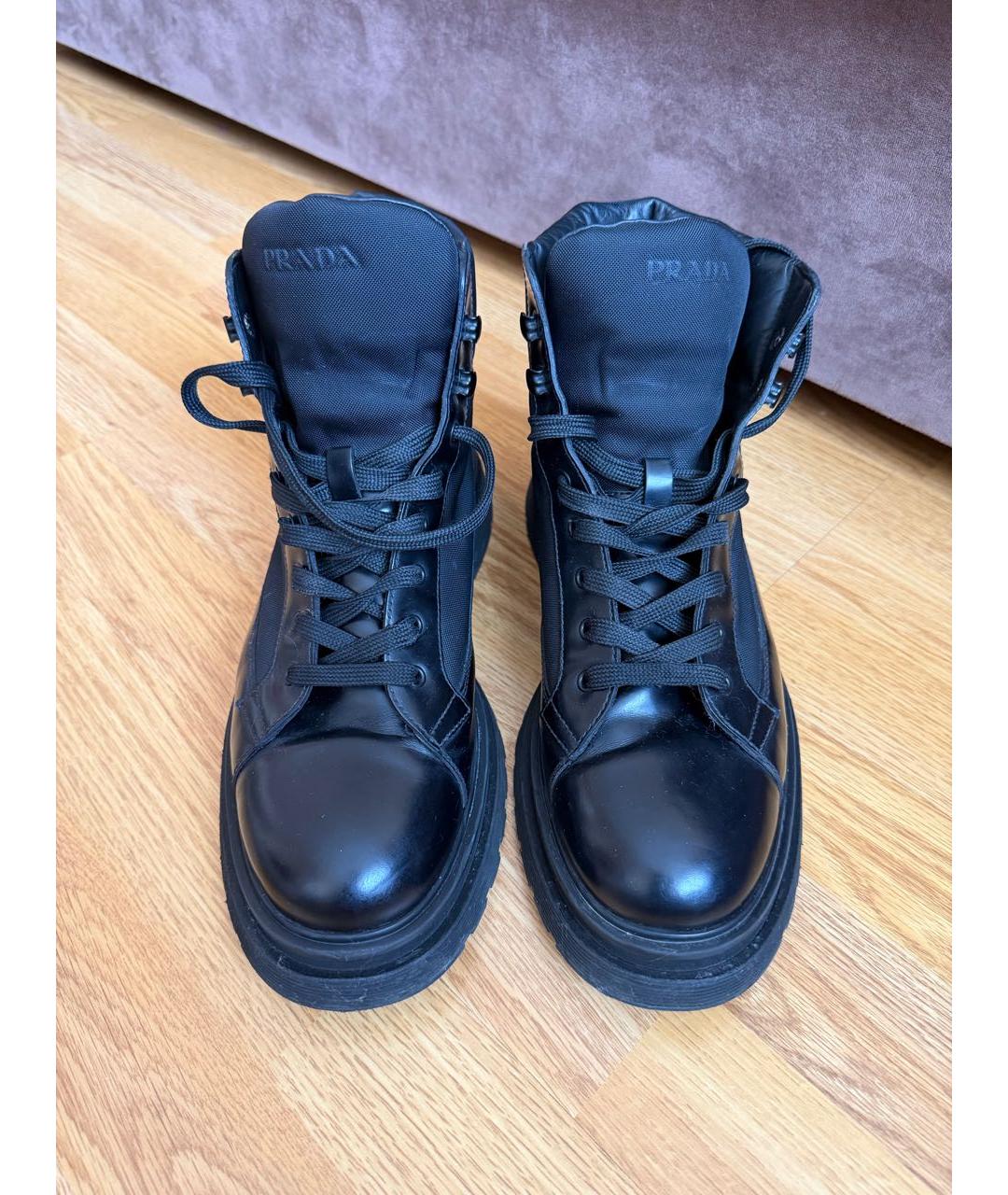 PRADA Черные кожаные высокие ботинки, фото 2