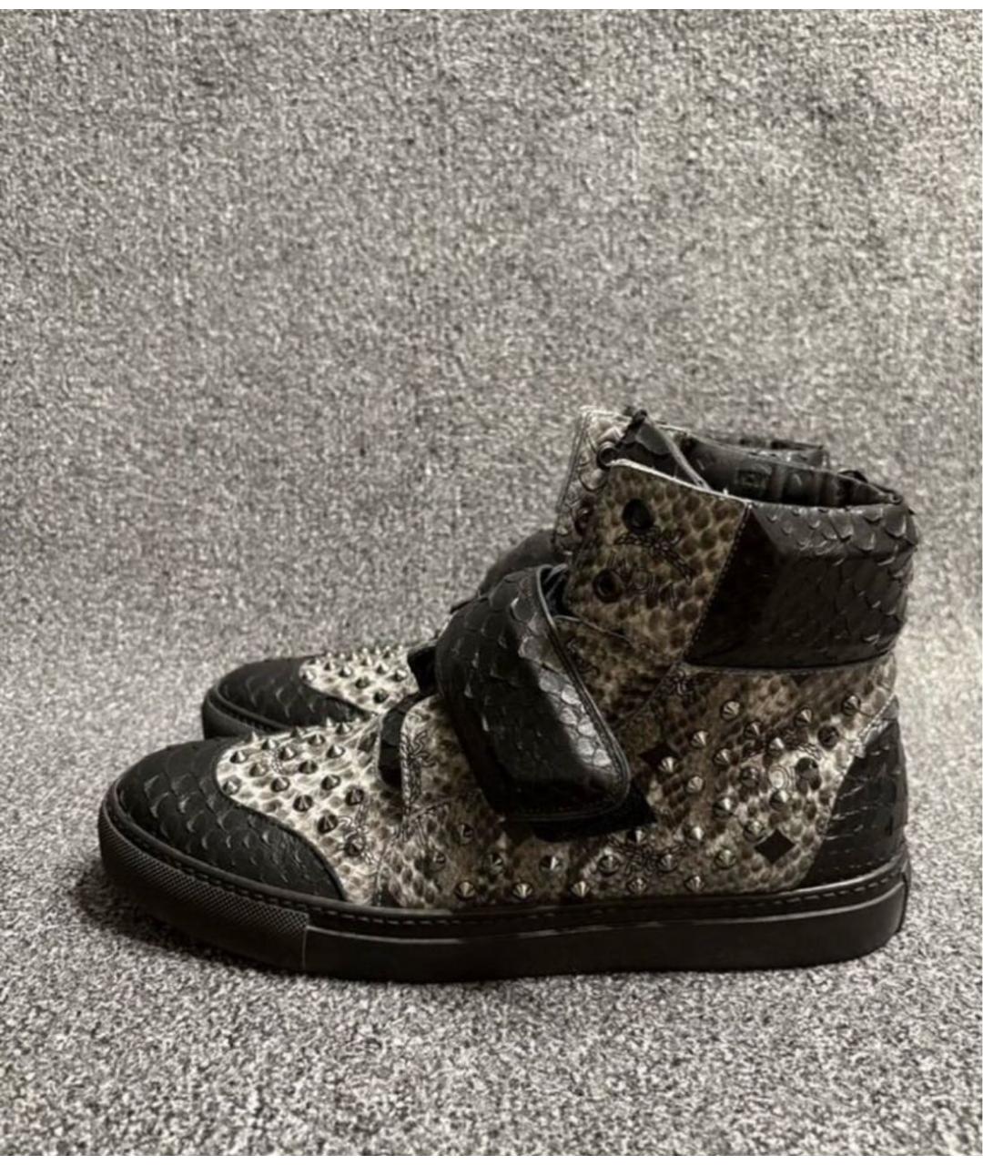 MCM Серые кожаные высокие кроссовки / кеды, фото 6