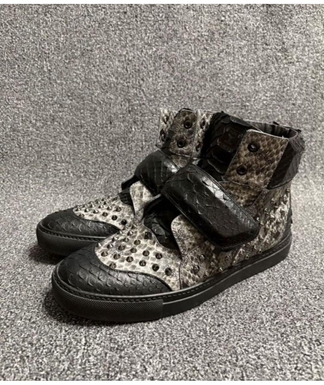 MCM Серые кожаные высокие кроссовки / кеды, фото 3