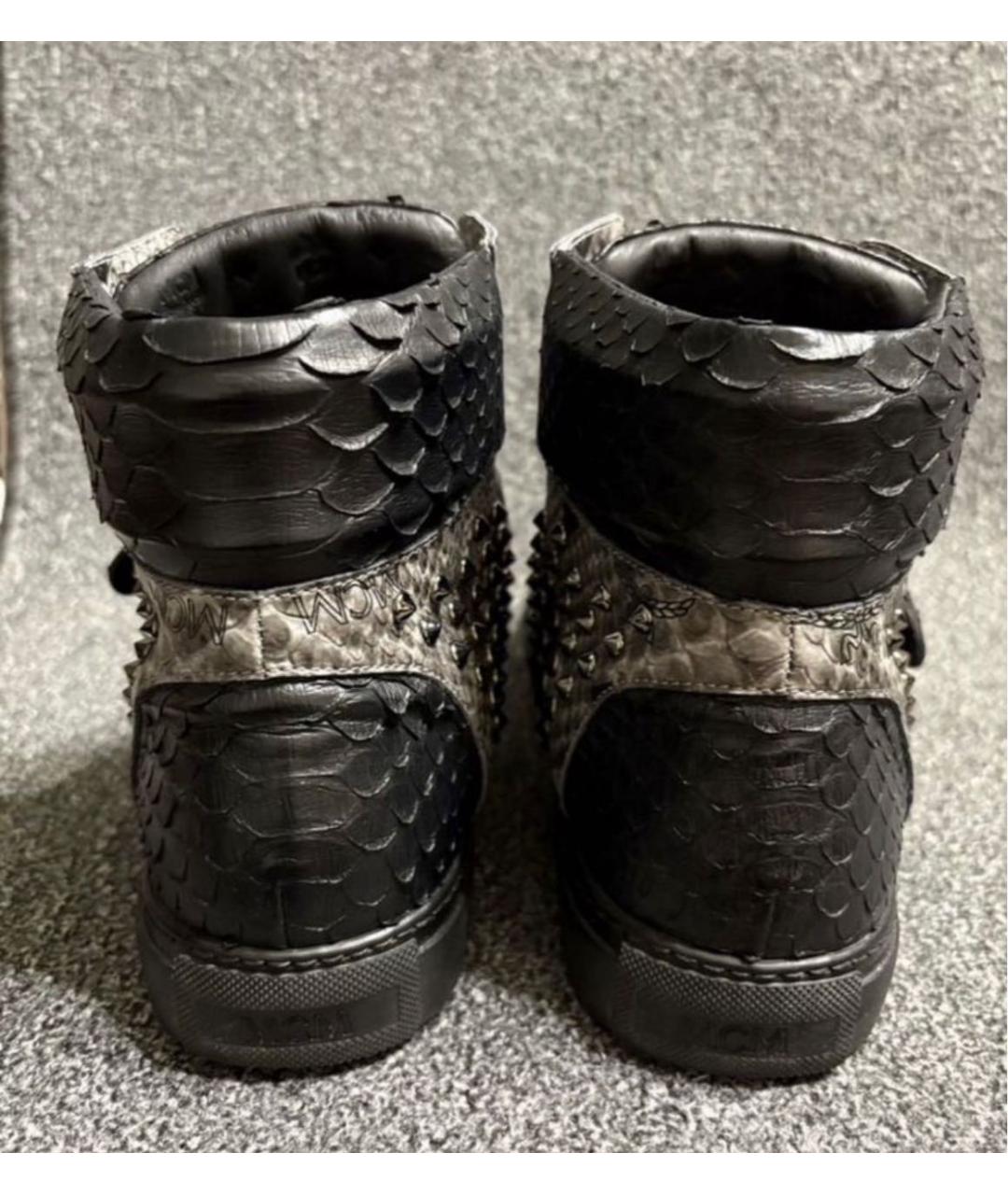 MCM Серые кожаные высокие кроссовки / кеды, фото 4