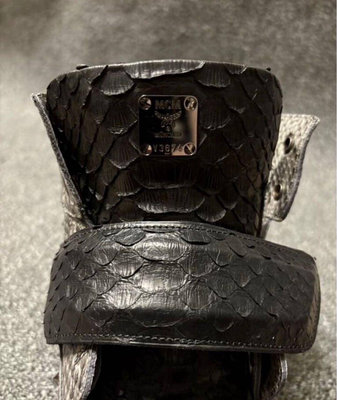 MCM Серые кожаные высокие кроссовки / кеды, фото 5