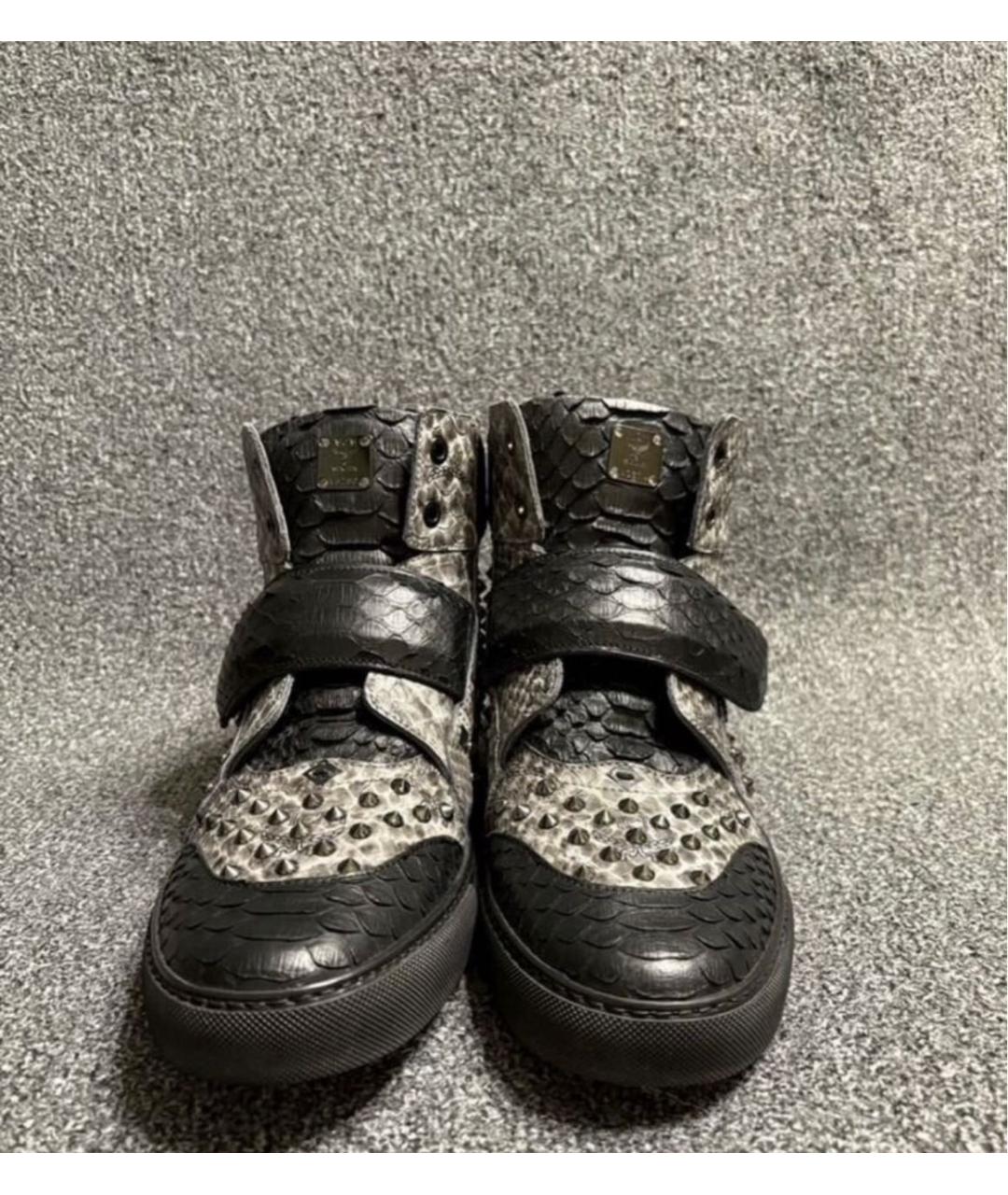 MCM Серые кожаные высокие кроссовки / кеды, фото 2