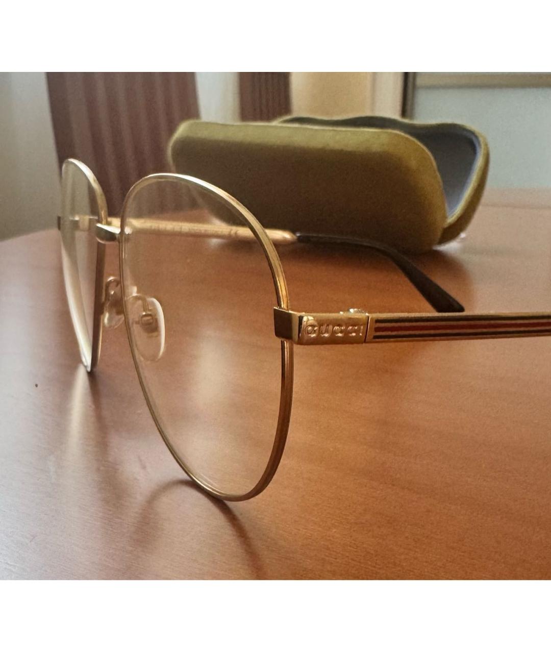 GUCCI Золотые металлические солнцезащитные очки, фото 3