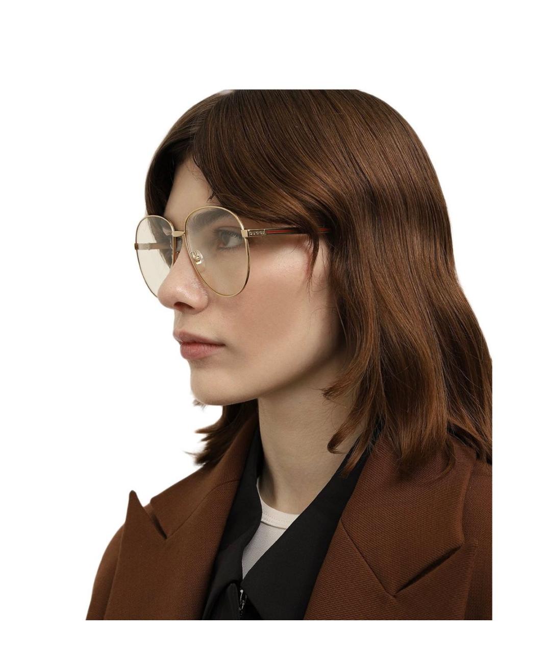 GUCCI Золотые металлические солнцезащитные очки, фото 6