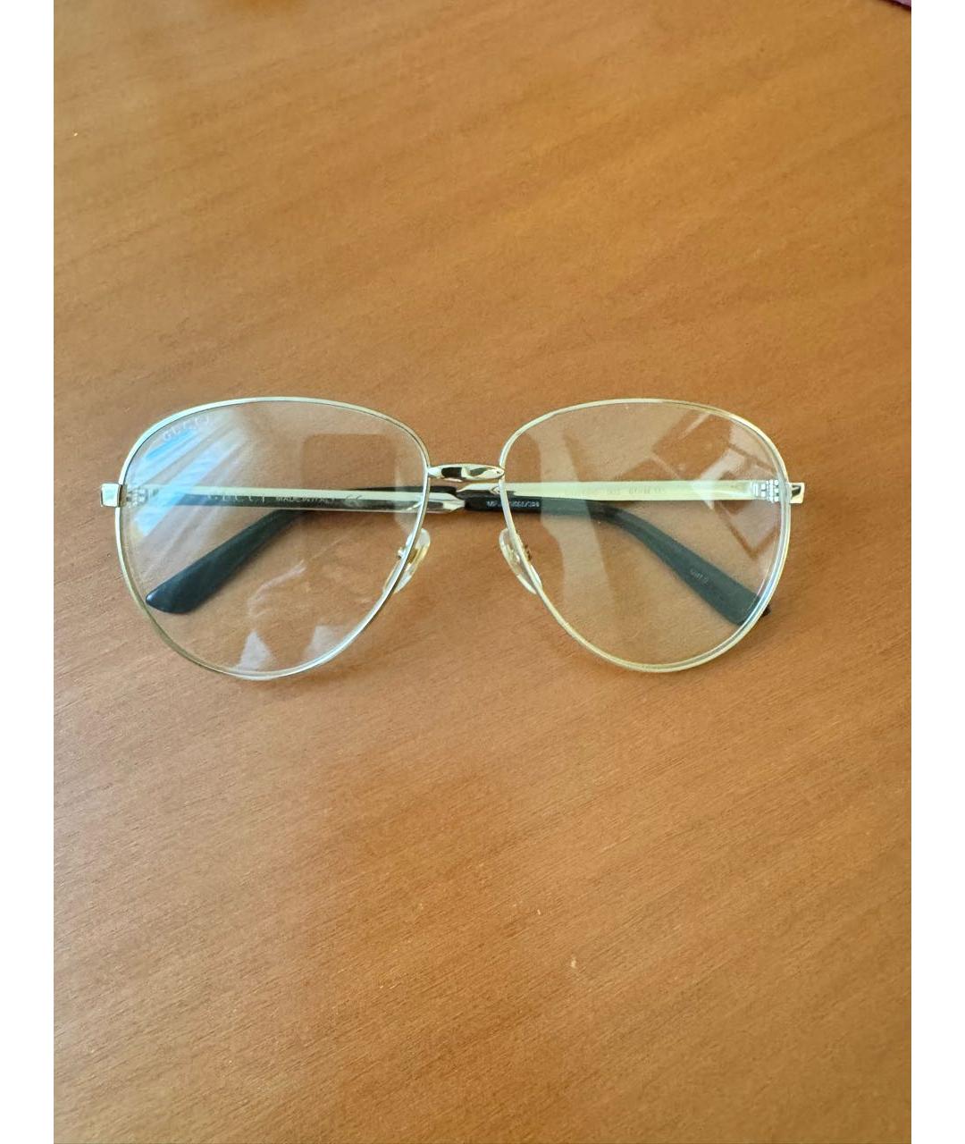 GUCCI Золотые металлические солнцезащитные очки, фото 5