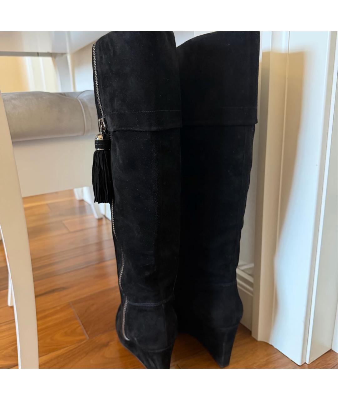 CHRISTIAN DIOR Черные замшевые сапоги, фото 4
