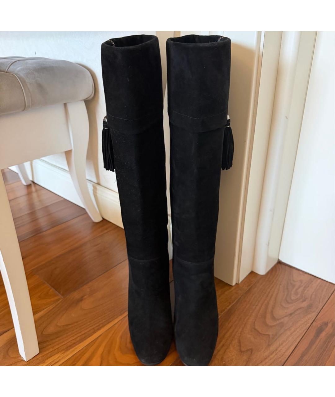 CHRISTIAN DIOR Черные замшевые сапоги, фото 2