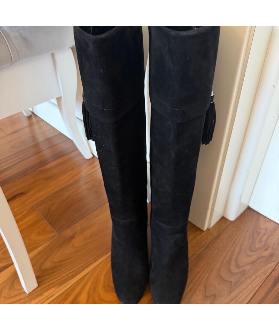 CHRISTIAN DIOR Черные замшевые сапоги, фото 3