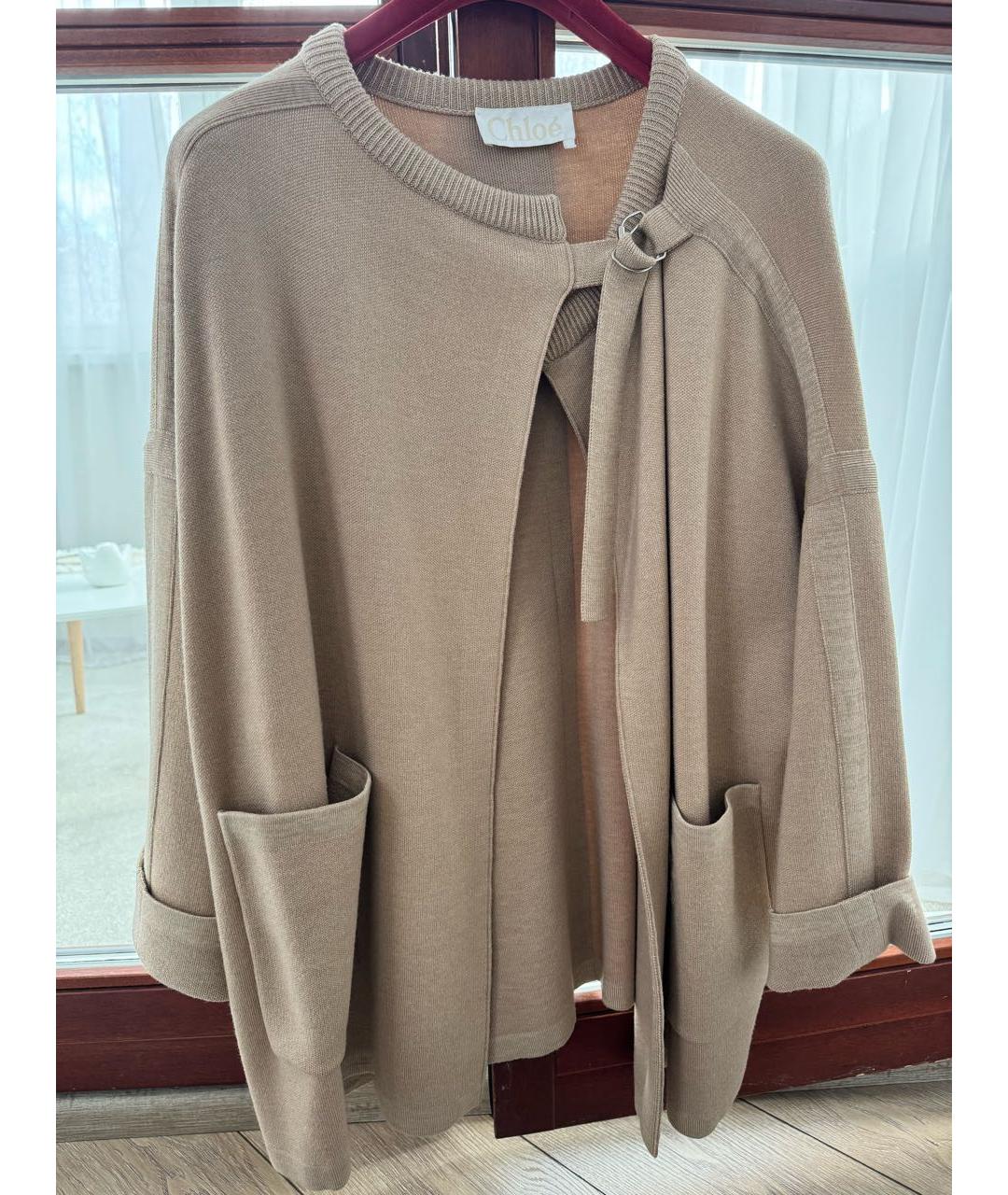 CHLOE Бежевое шерстяное пальто, фото 5