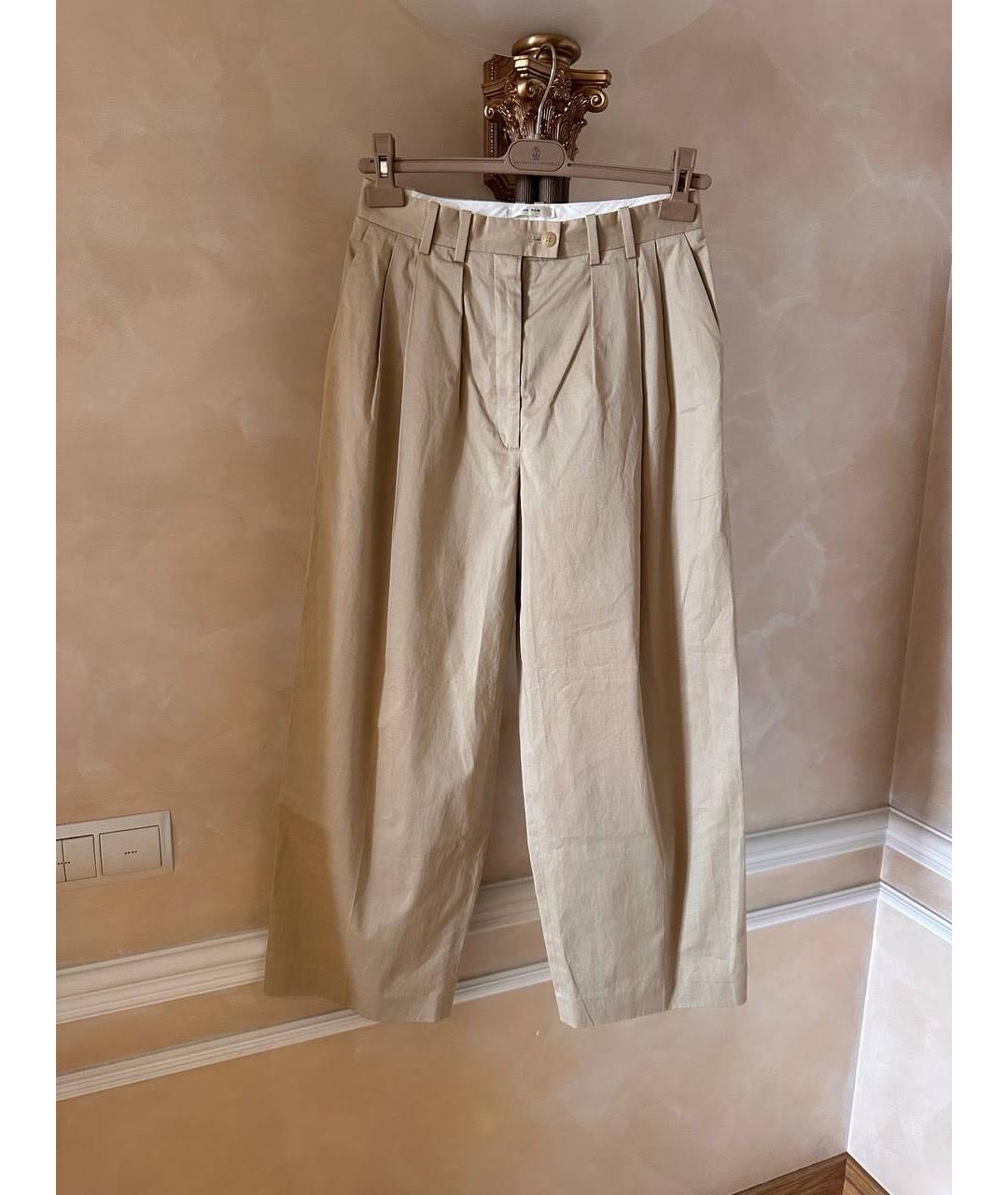 THE ROW Бежевые хлопковые брюки широкие, фото 8