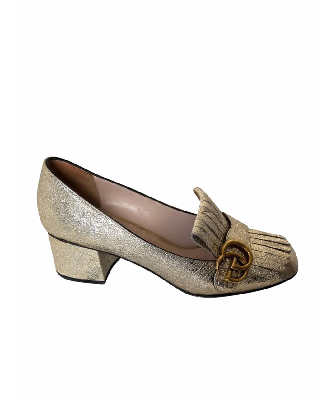 GUCCI Золотые кожаные туфли, фото 1