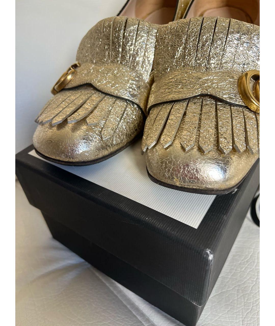GUCCI Золотые кожаные туфли, фото 8