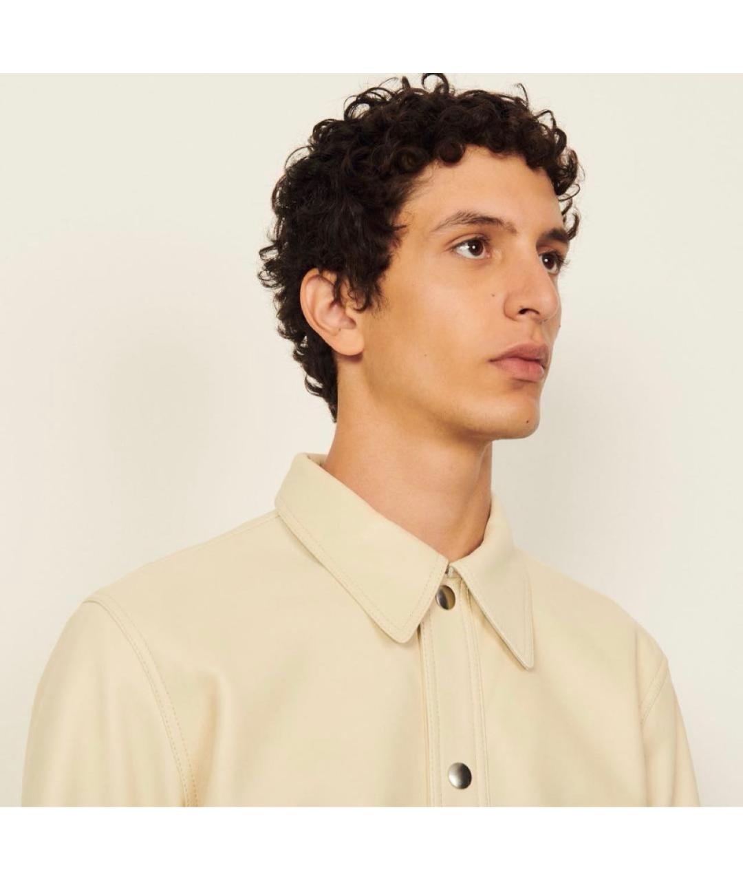 SANDRO Бежевая кожаная куртка, фото 7