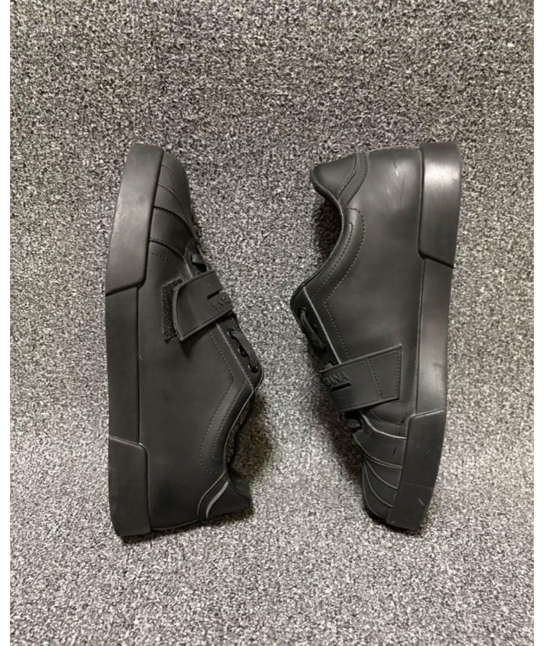 DOLCE&GABBANA Черные низкие кроссовки / кеды из искусственной кожи, фото 5