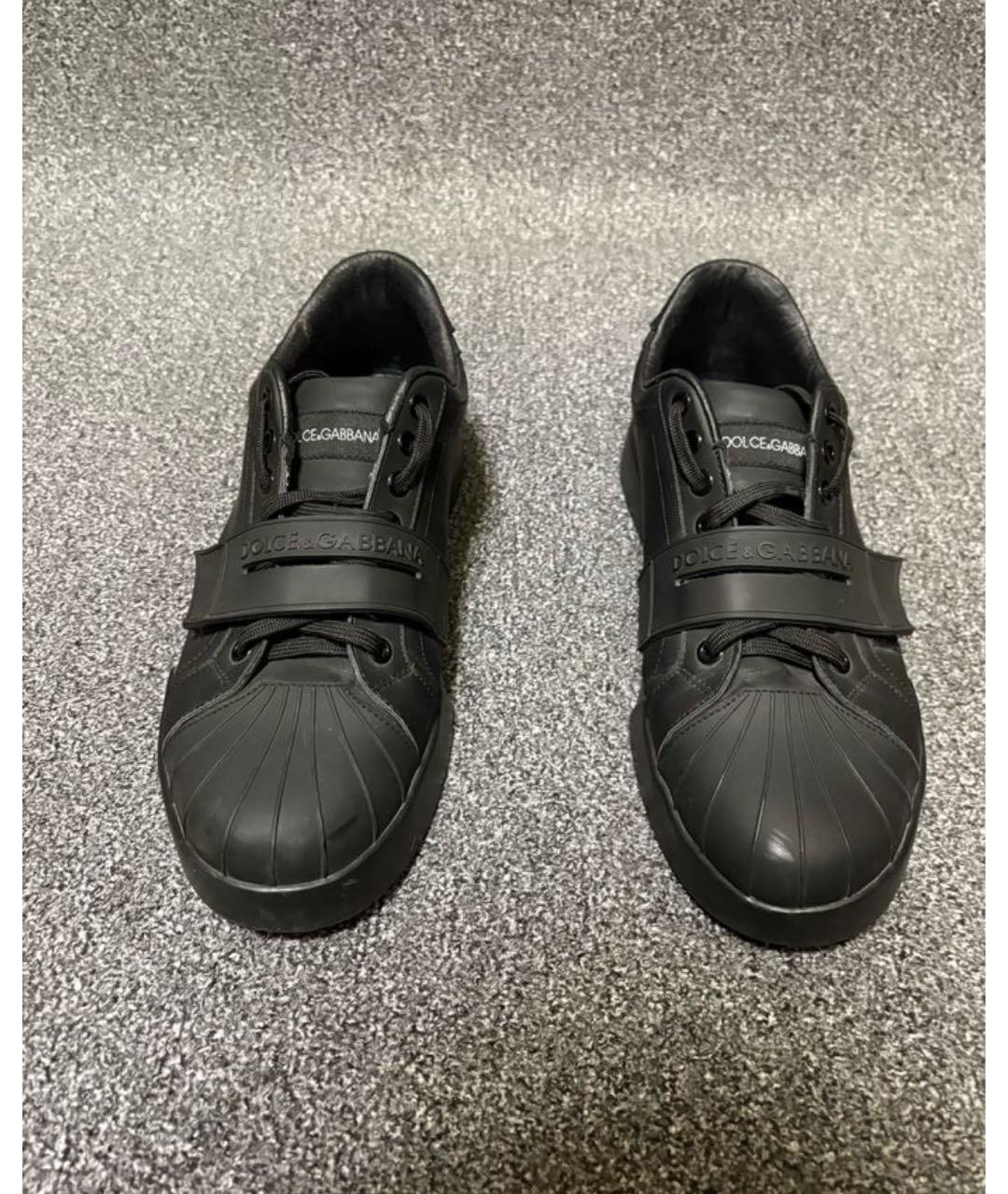 DOLCE&GABBANA Черные низкие кроссовки / кеды из искусственной кожи, фото 3
