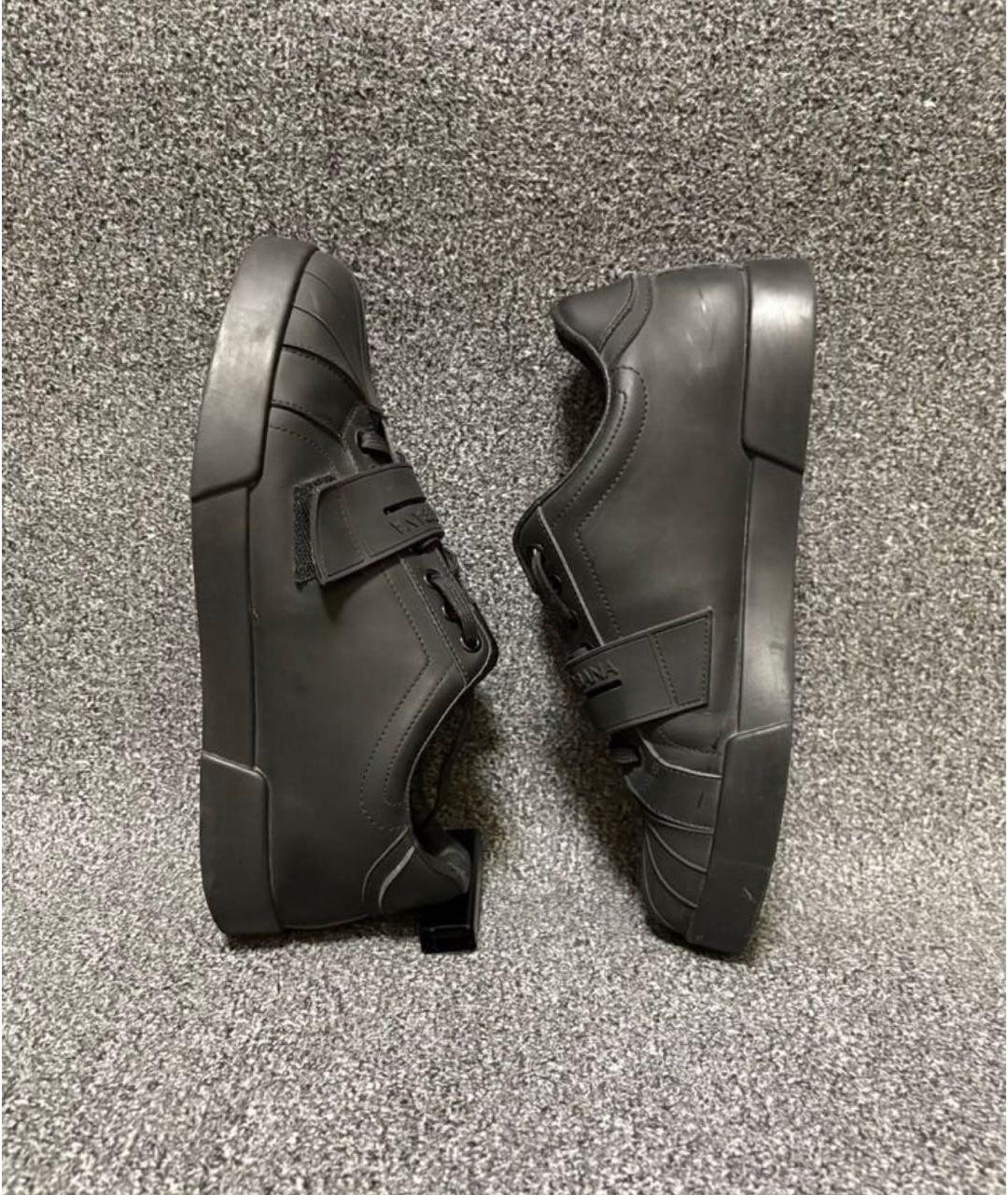 DOLCE&GABBANA Черные низкие кроссовки / кеды из искусственной кожи, фото 4