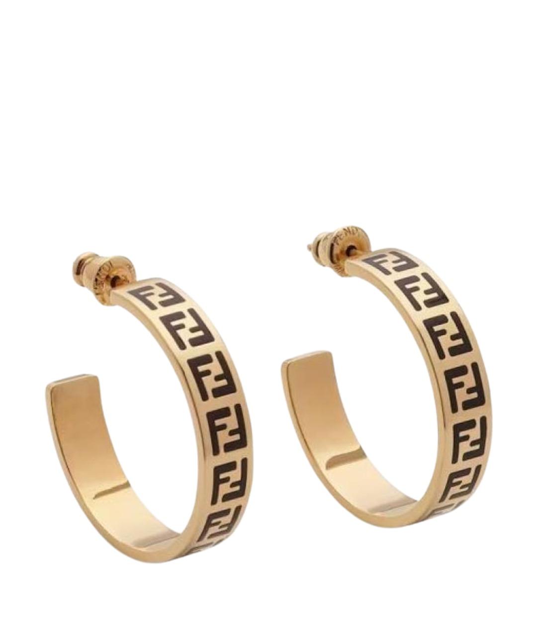 FENDI Золотые металлические серьги, фото 1