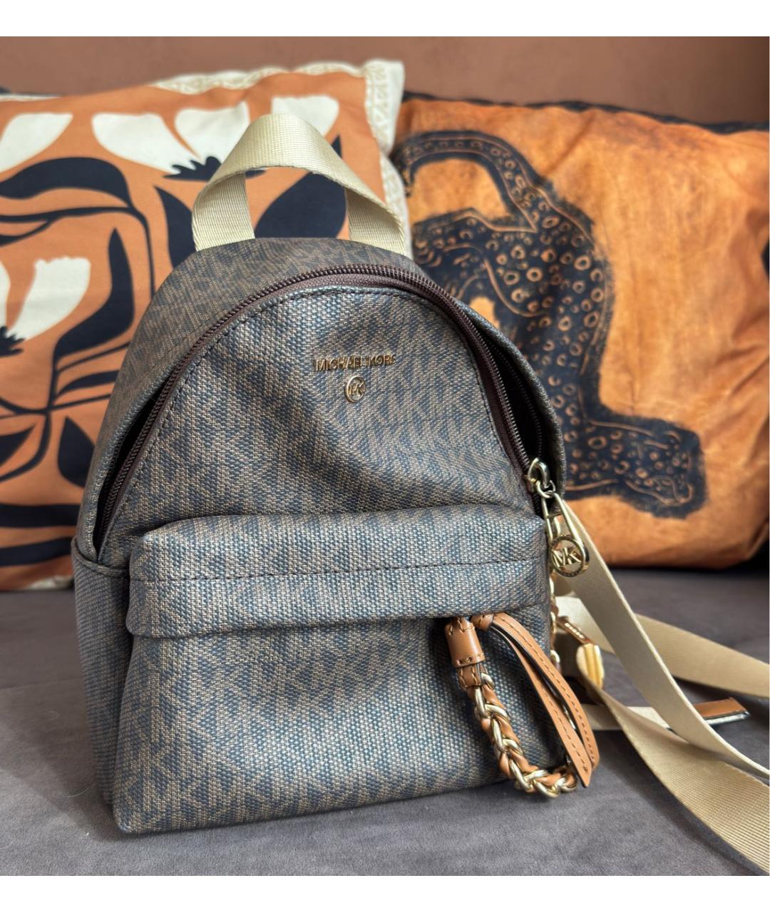 MICHAEL KORS Коричневый хлопковый рюкзак, фото 2