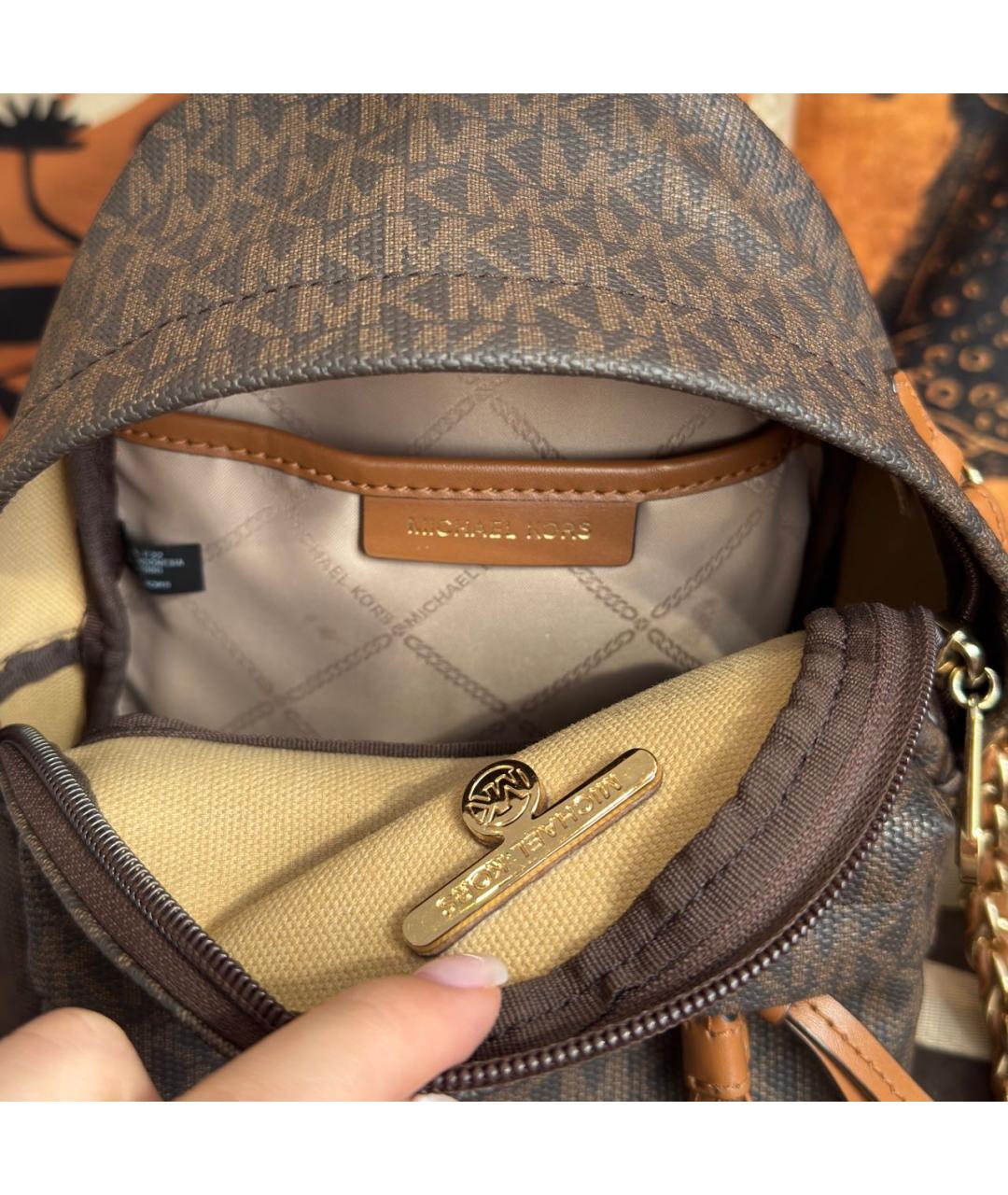 MICHAEL KORS Коричневый хлопковый рюкзак, фото 4