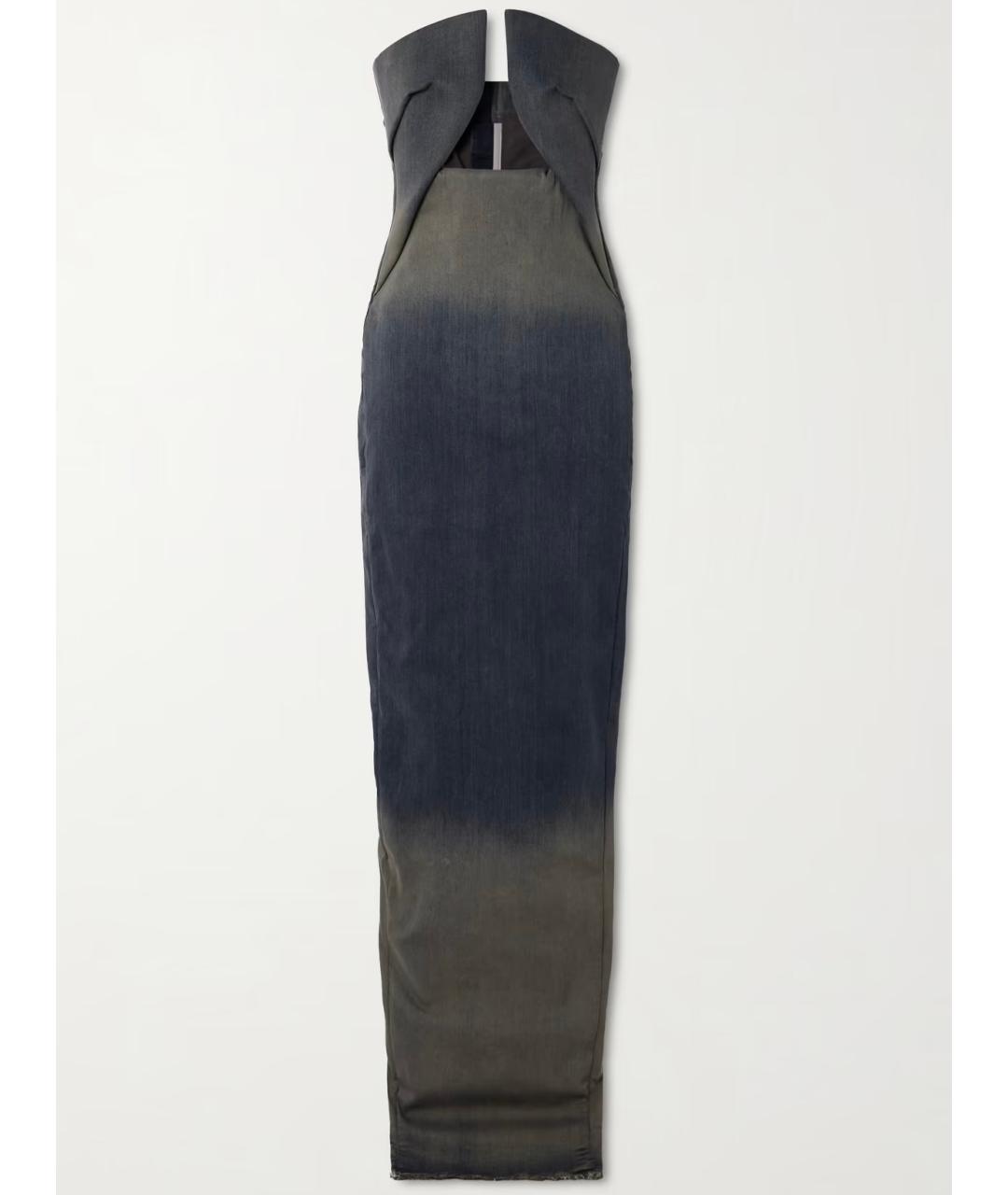 RICK OWENS Темно-синее хлопко-эластановое вечернее платье, фото 5