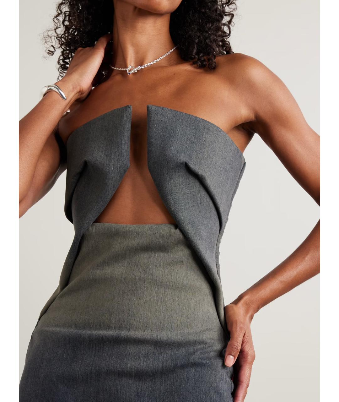 RICK OWENS Темно-синее хлопко-эластановое вечернее платье, фото 4