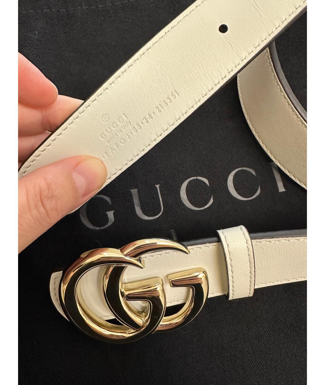 GUCCI Белый кожаный ремень, фото 5