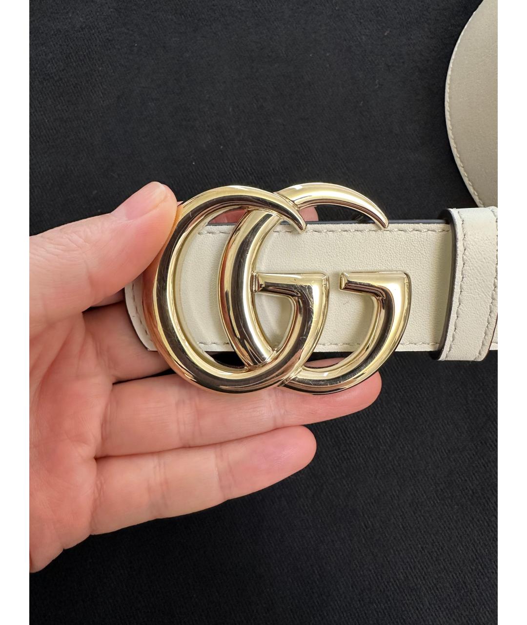 GUCCI Белый кожаный ремень, фото 3