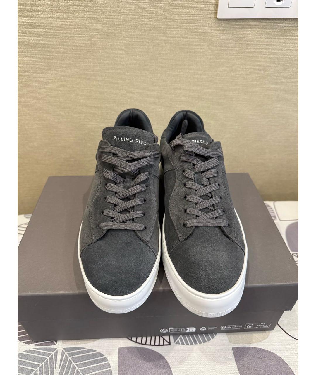 Filling pieces Антрацитовые замшевые низкие кроссовки / кеды, фото 2