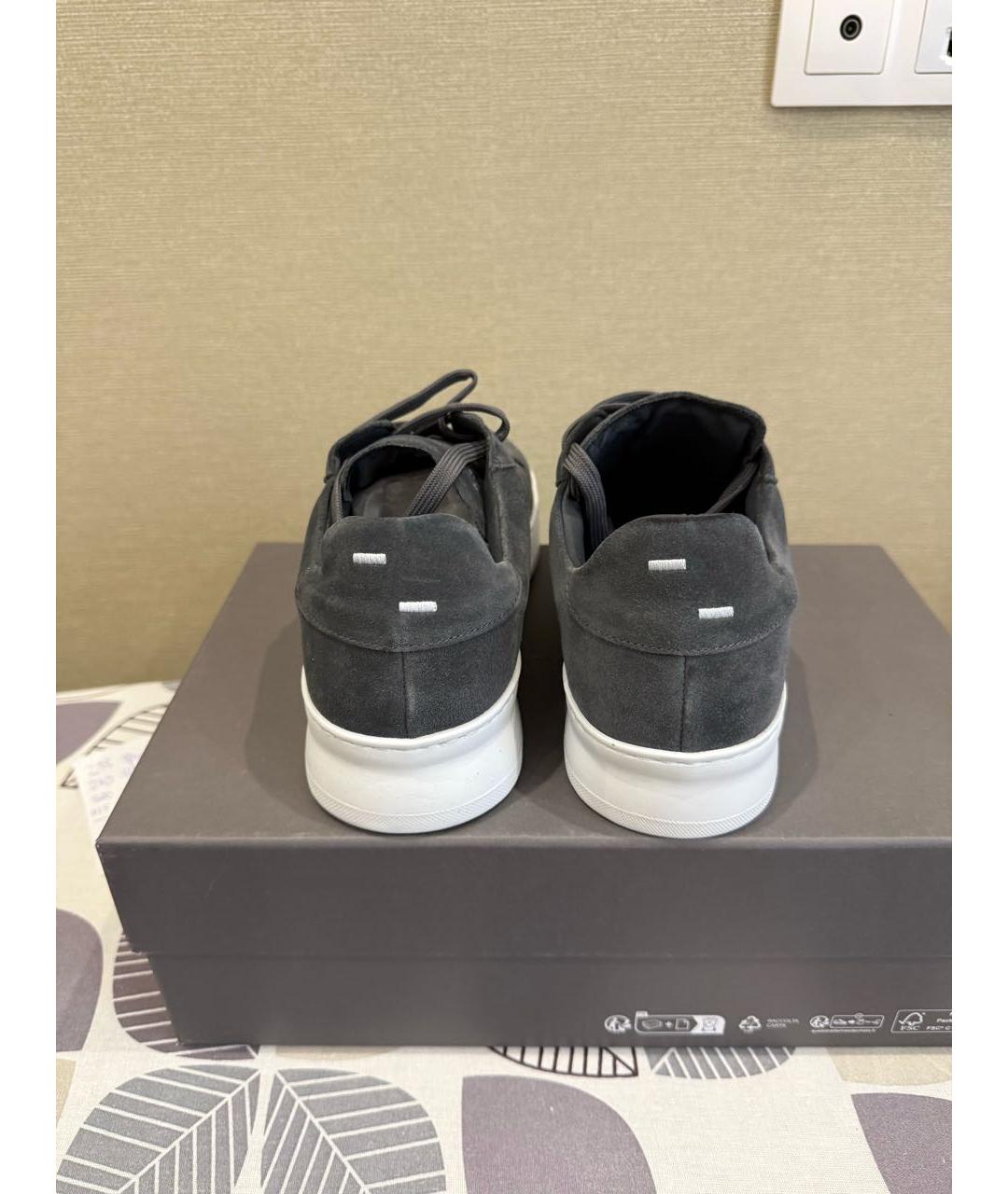 Filling pieces Антрацитовые замшевые низкие кроссовки / кеды, фото 4