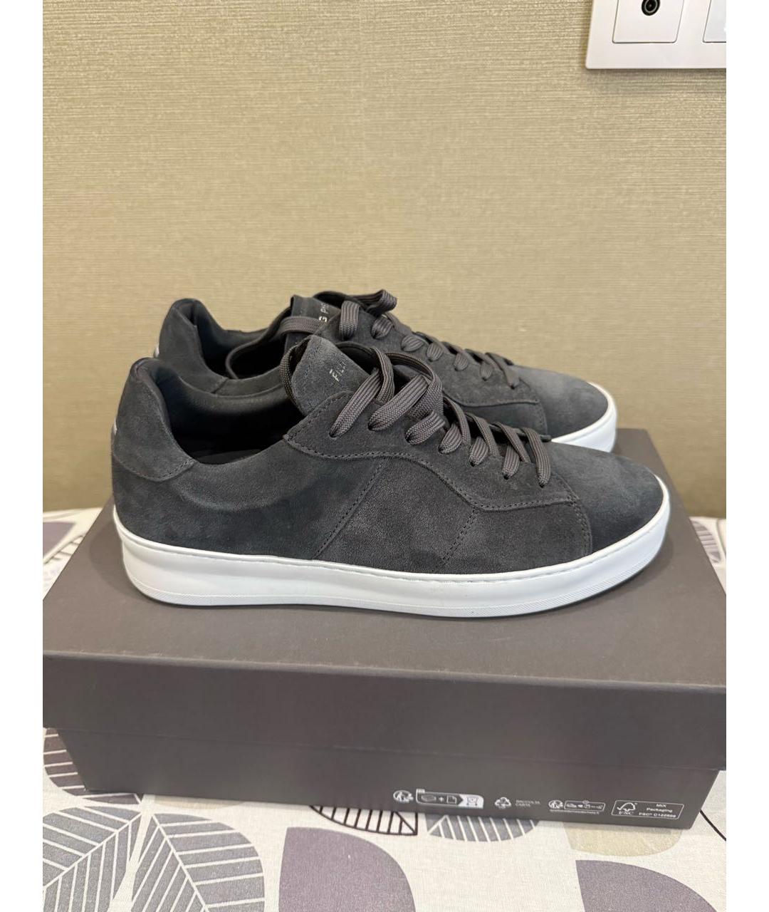 Filling pieces Антрацитовые замшевые низкие кроссовки / кеды, фото 5