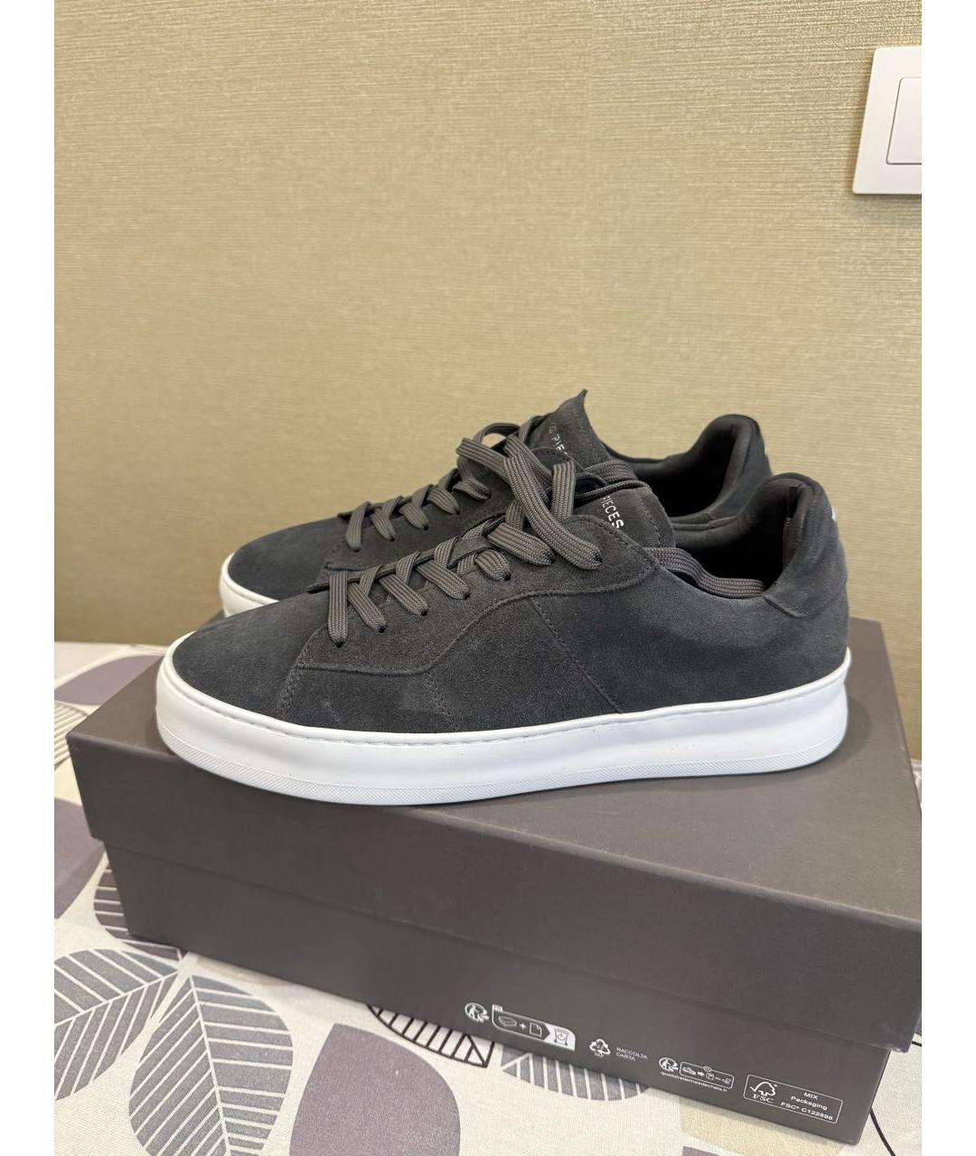 Filling pieces Антрацитовые замшевые низкие кроссовки / кеды, фото 3