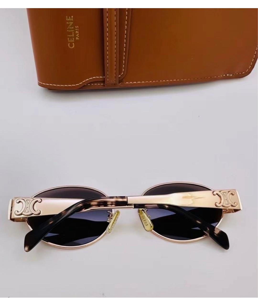 CELINE Коричневые металлические солнцезащитные очки, фото 2