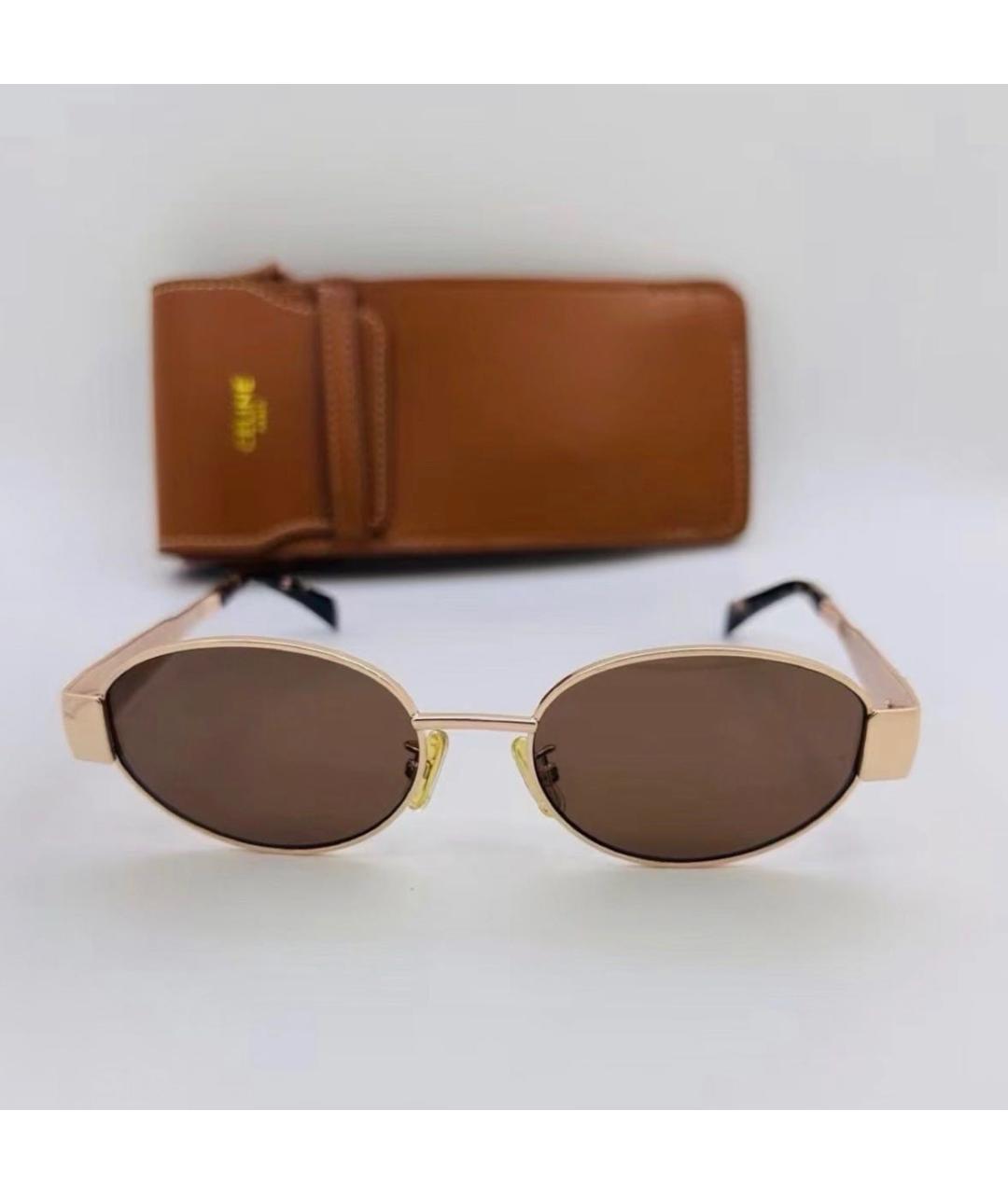 CELINE Коричневые металлические солнцезащитные очки, фото 4