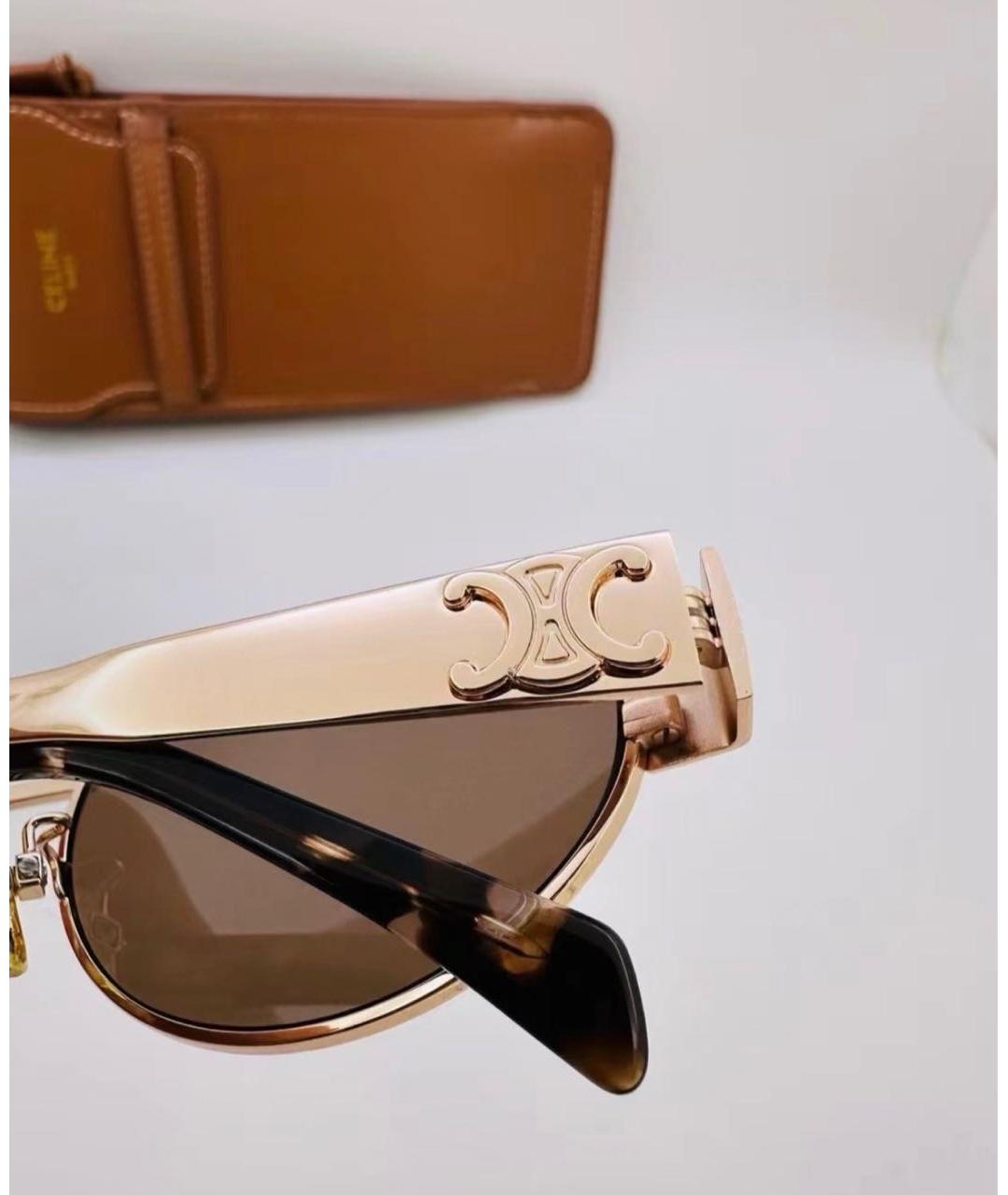 CELINE Коричневые металлические солнцезащитные очки, фото 3