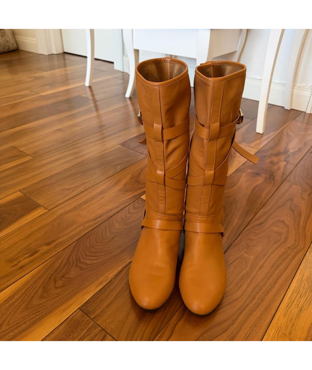 GUCCI Оранжевое кожаные сапоги, фото 2