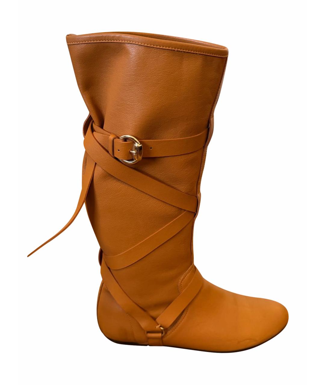 GUCCI Оранжевое кожаные сапоги, фото 1